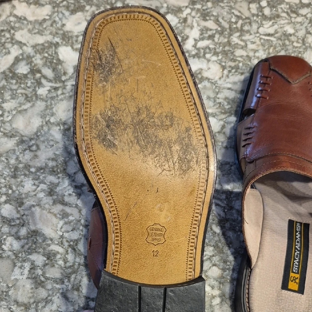 Stacy Adams Brown Leather Slip-On Sandals